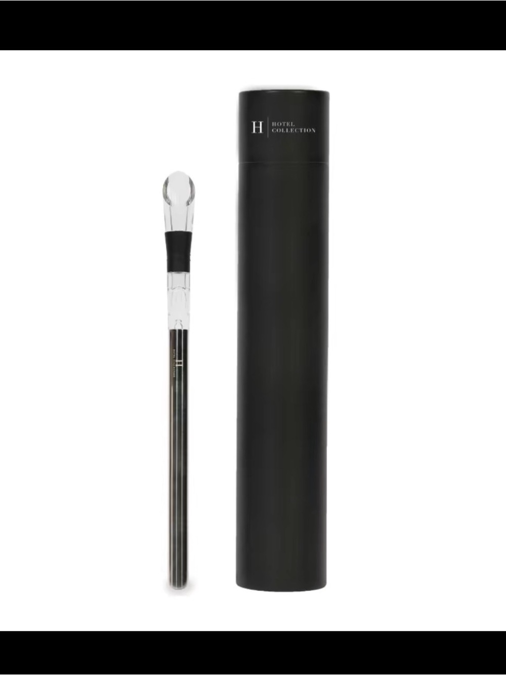 Hotel Collection Black and Clear Wine Aerator and Chiller with Cylindrical Case